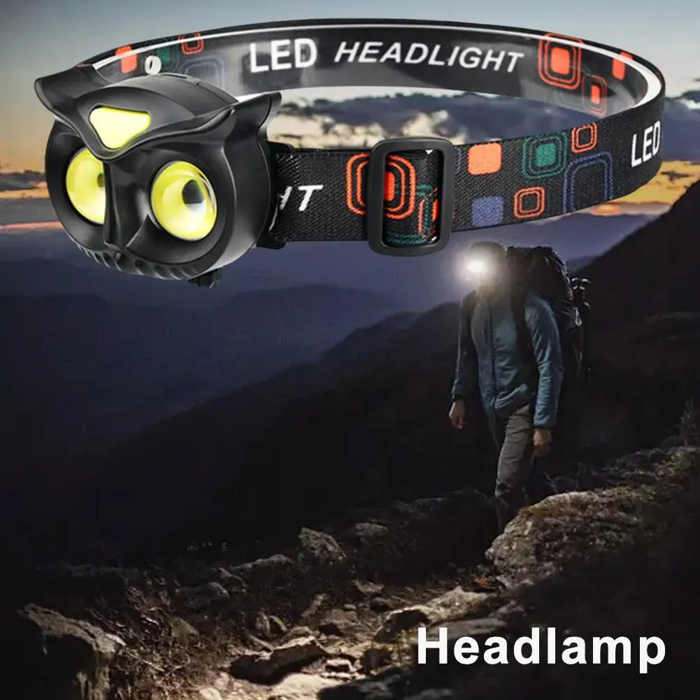 Owl Cob Headlamp Type-c Rechargeable Headlight Portable Rotating Hunting Lights Usb Magnet Led Head Flashlight Fishing Head Lamp