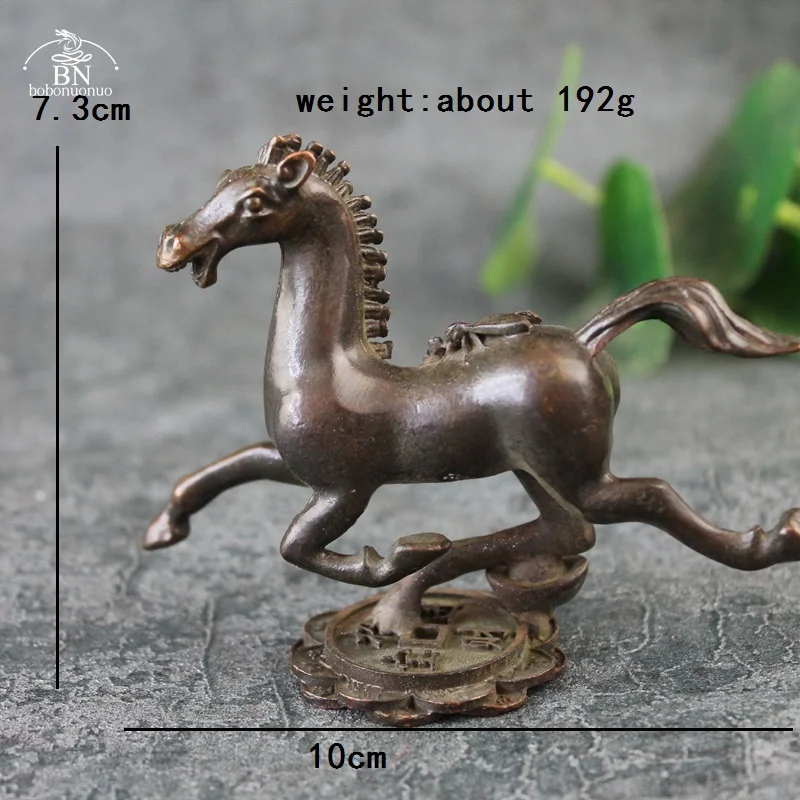Antique Copper Running Horse Fly Statue Lucky Home Decoration Crafts Vintage Animal Figurines Miniatures Feng Shui Desk Ornament