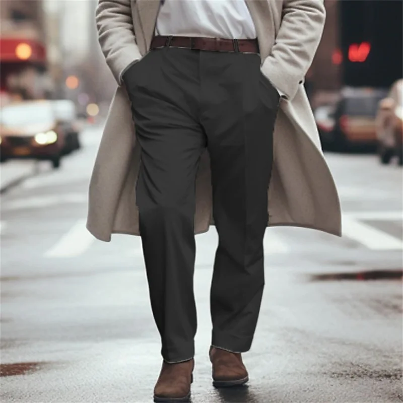 New Fashion Male Clothes Trousers American Men's Solid Color Formal Casual Trendy Business Loose Straight Wide Leg Suit Pants