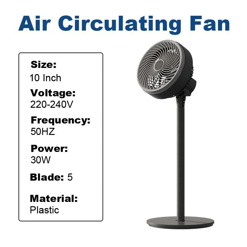 10 Inch Floor Fan 5-Leaf Blade Air Circulating Industrial Style Free Standing Electric Fan for Home And Office Use