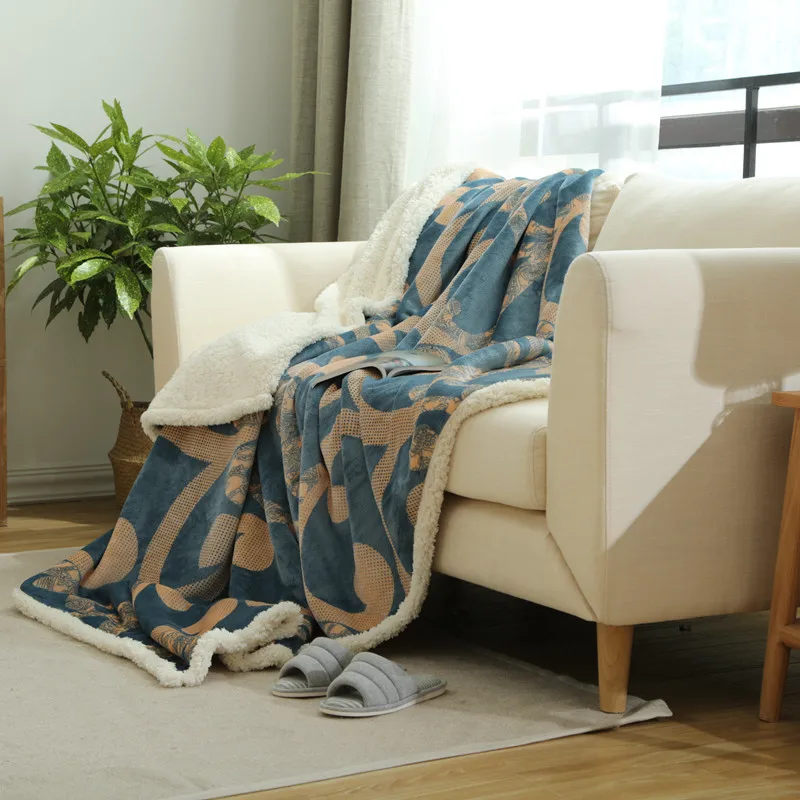 

Warm Double Layer Thickened Blanket Wool Blanket Sofa Cover Blanket