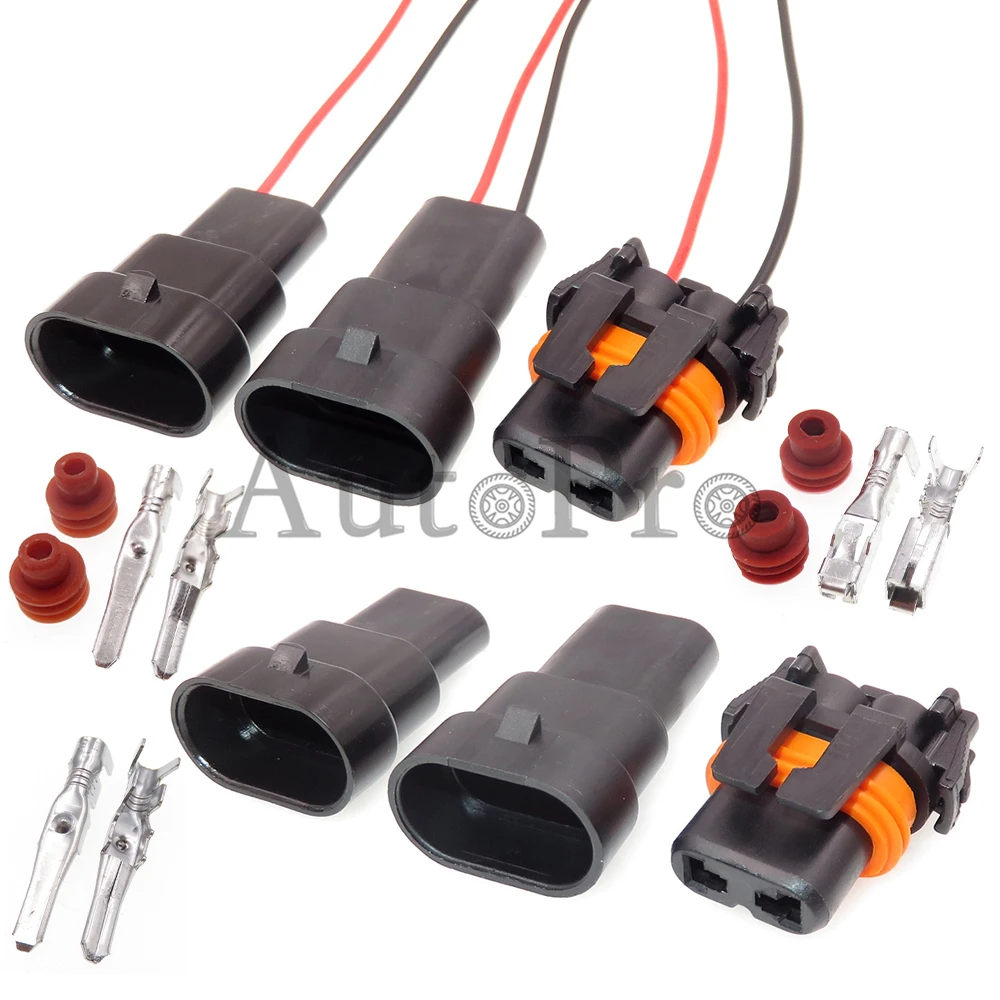 1 Set 2 Hole 12059183 AC Assembly Car Hernia Lamp Wire Terminal Socket Auto HID Controller Plastic Housing Waterproof Connector