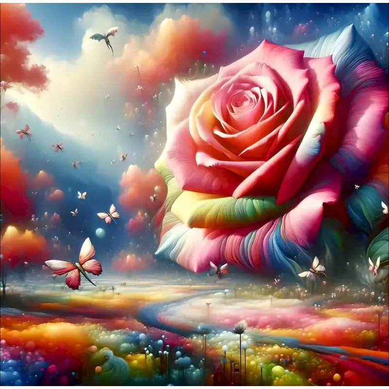 

GATYZTORY DIY Full Square Diamond Painting Rose Rhinestones Diamond Embroidery Flower Cross Stitch Mosaic Picture Handmade Gift