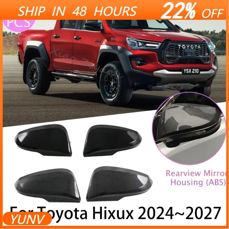 YUNV For Toyota Hilux 2024~2027 2025 2026 Carbon Fiber Car Rearview Mirror Protective Cover Anti-scratch Modificat Protect Acces