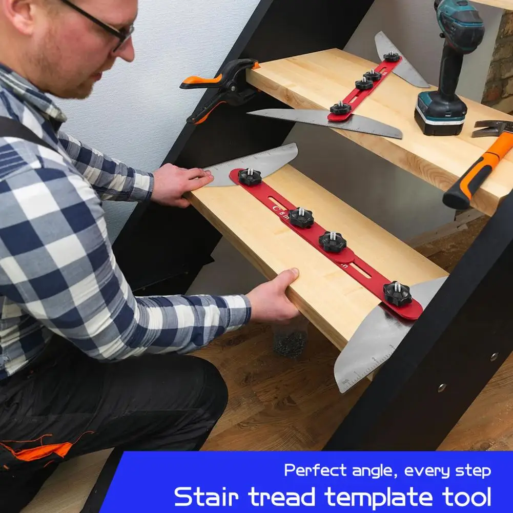 Customizable Stair Jig Sturdy Stair Tread Template Tool with Dual Nut Gauge for Accurate Measuring for Easy for Long-lasting