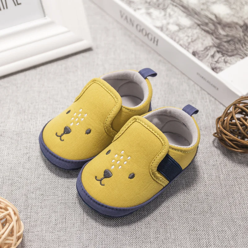 New Baby Shoes Infant Boy Girl Cotton Fabric Soft Sole Slip-on Shining Bear Newborn Toddler Crib First Walkers Moccasins Shoes