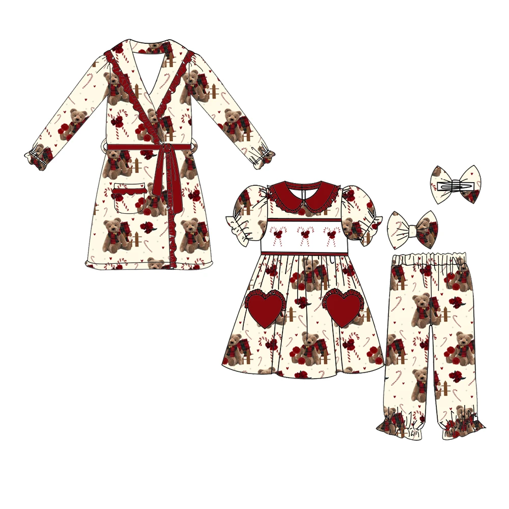 Girls Series Christmas Boutique Children's Set Short-Sleeved Flower candy love Printed Trousers Girl Set baby Nightgown
