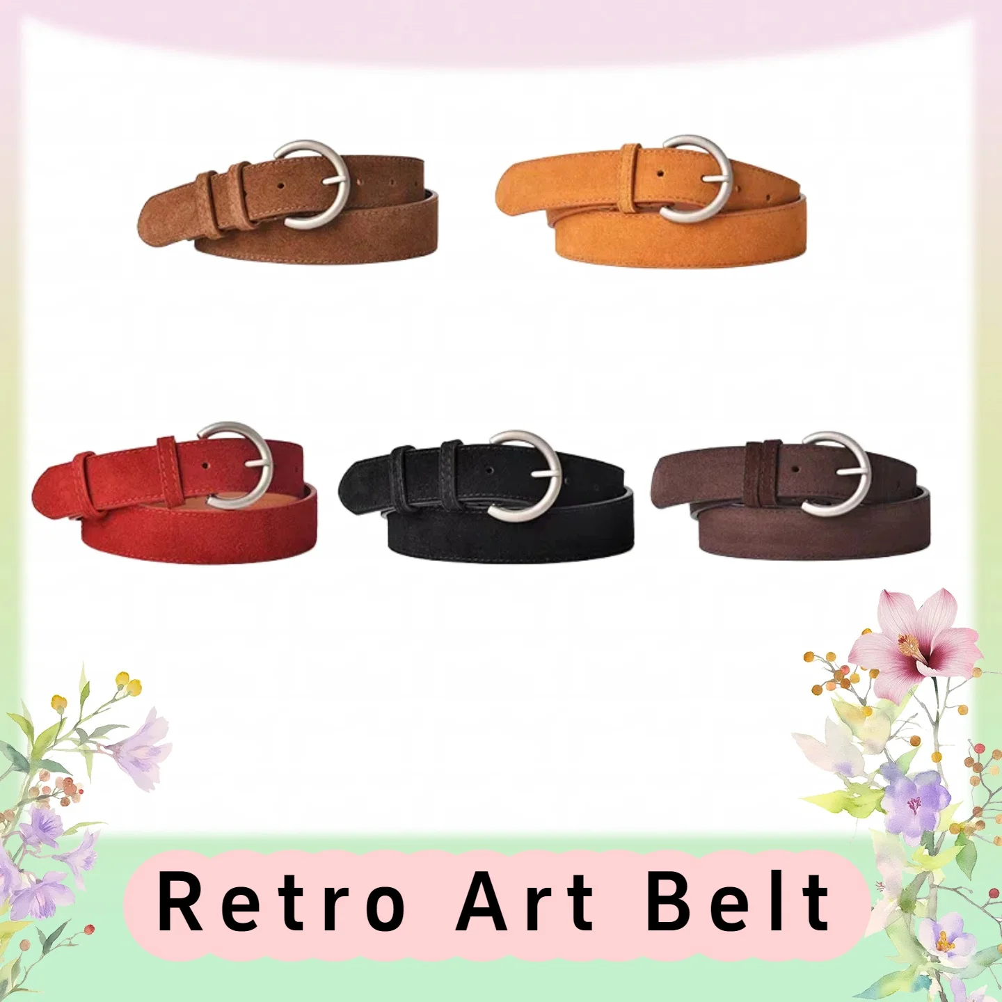 เข็มขัดหนังสไตล์วินเทจอเนกประสงค์สำหรับผู้หญิง เหมาะสำหรับกางเกงยีนส์ ชุดเดรส ใส่ในชีวิตประจำวัน ออกงานลำลอง และเข้ากับแฟชั่นต่างๆ