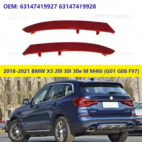 2018-2021 BMW X3 20i 30i 30e M M40i (G01 G08 F97) 후면 범퍼 반사판 스트립 커버 63147419927 63147419928