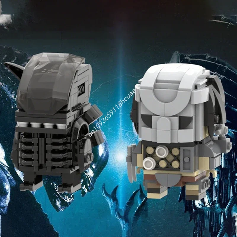 322pcs MOC Predator Vs Alien Brickheadz Model Building Blocks Idea Birthday Creative Toys Architecture Festival Gifts