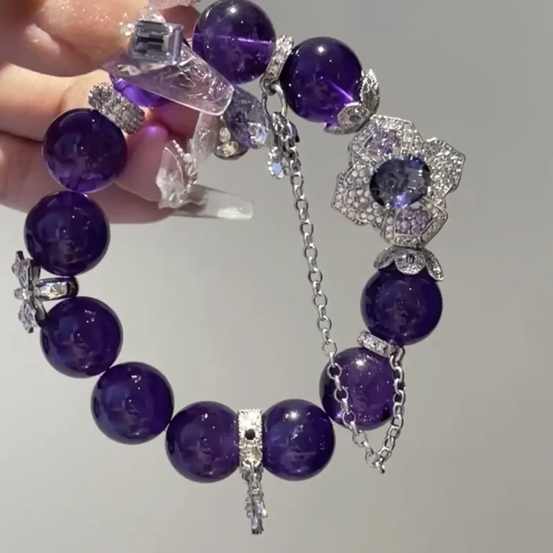 Uruguay amethyst nine purple from the fire year must white bracelet bracelet handmade pure natural bracelet wholesale