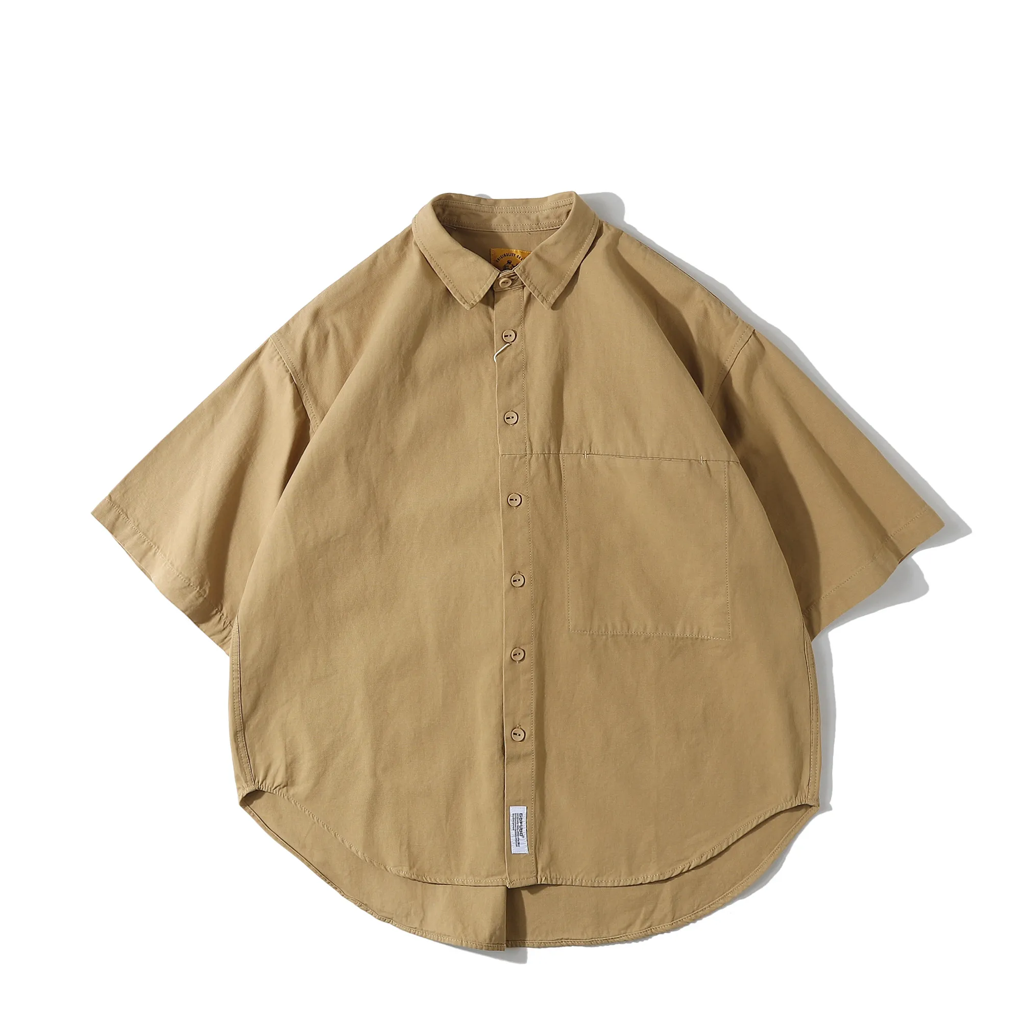American Retro Trend Oversize Workwear Shirt for Men Japanese Casual Drop Shoulder Short Sleeve Loose Half-Sleeve Top Trend