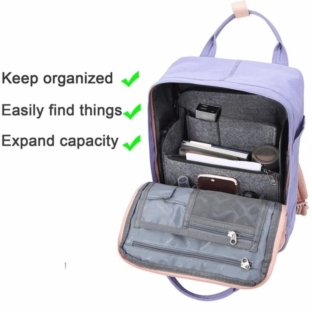 Felt Backpack Organizer Insert Multi layer Multi-Pocket Rucksack Insert Large Capacity Multifunctional Insert Cosmetic Bag