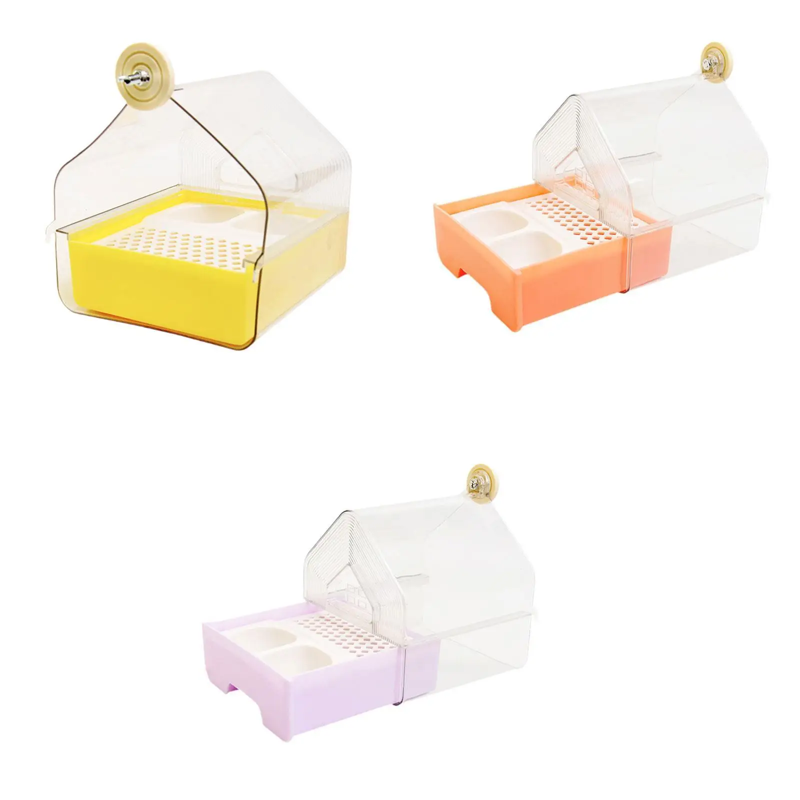 حمام معلق على شكل طيور مع وحدة تغذية للطيور وعاء حمام صندوق دش حوض استحمام للطيور الصغيرة إلى المتوسطة الطيور الببغاوات الببغاء #1