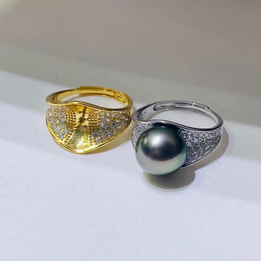 

Регулируемое кольцо из стерлингового серебра S925, настройки крепления, аксессуары, детали, фитинги для жемчуга 9-10 мм, 5 шт./лот