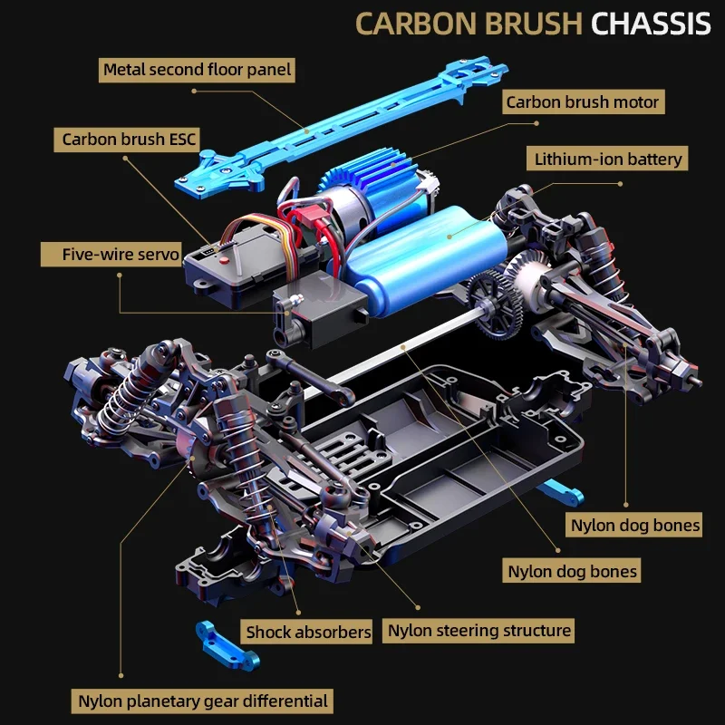80km/h Brushless High-Speed Remote Control Car and Brushed 50KM/H 2.4g 4WD Rc Car Carbon Variable Speed Off-Road Vehicle