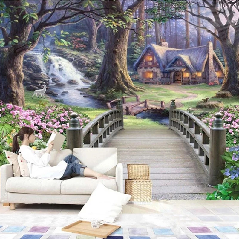 Customized Fantasy Wonderland 3D forest European Wallpaper Bedroom Landscape Mural Living room TV background bedroom restaurant