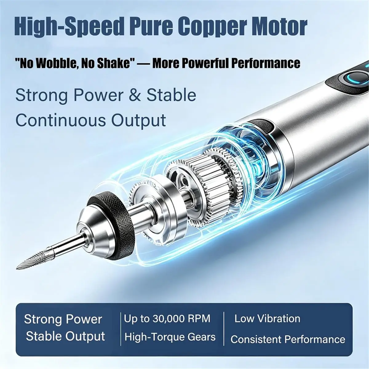 Mini Cordless Engraving Pen, Type-C Rotary Tool Kit with 20 Bits, 3-Speed LED Display for Wood Metal Carving