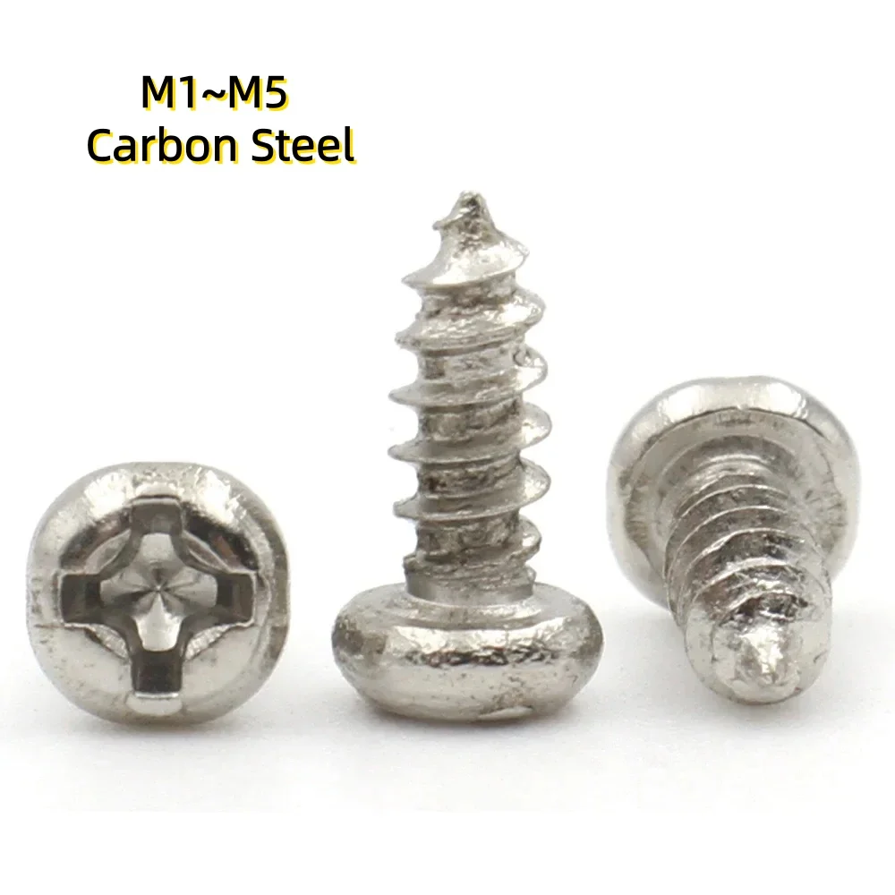 M1~M5 Nickel-Plated Carbon Steel Phillips Cross Recessed Round Head Self-Tapping Screw
