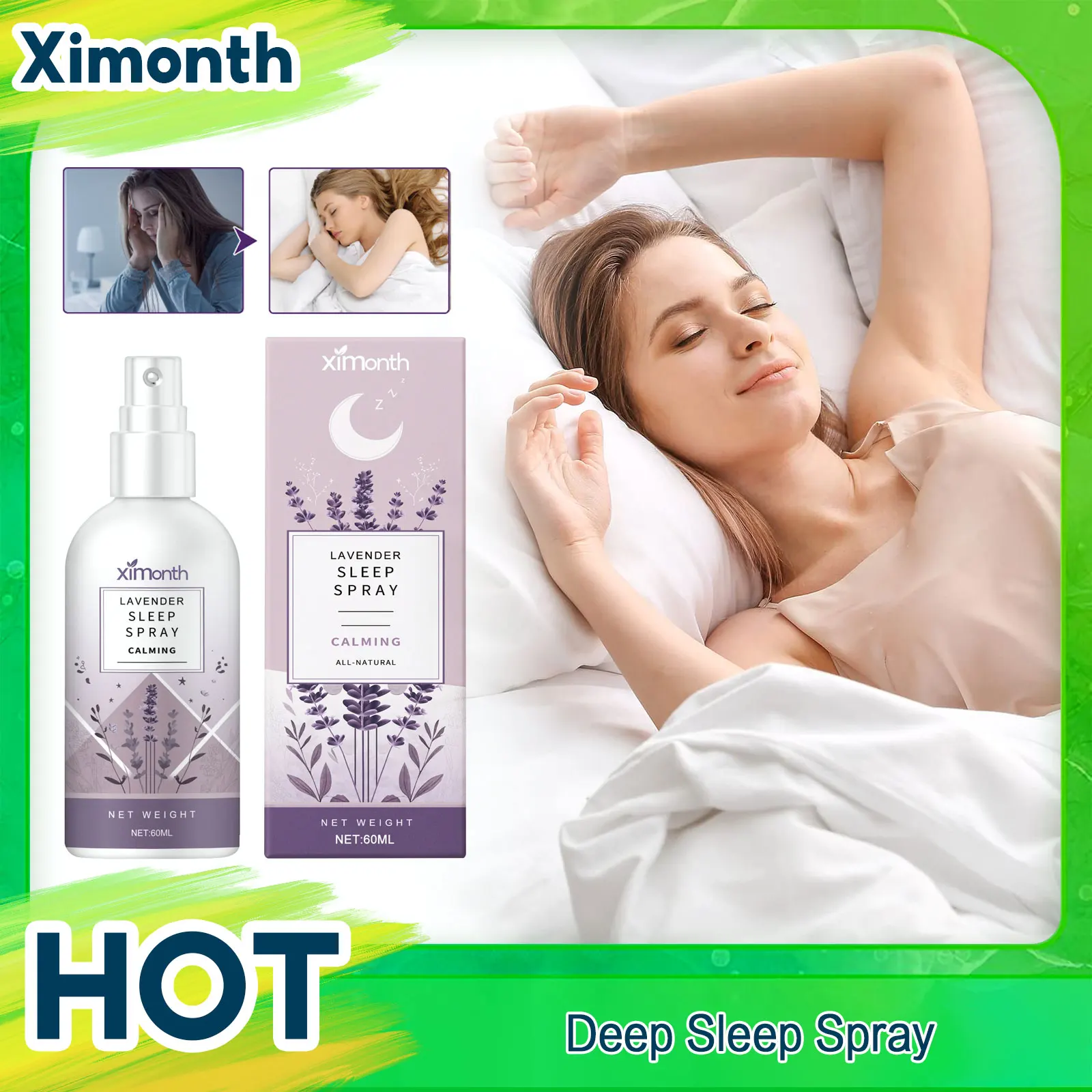 

Deep Sleep Pillow Spray Improve Sleep Quality Neurasthenia Soothing Relieve Stress Relax Body Lavender Insomnia Treatment Spray