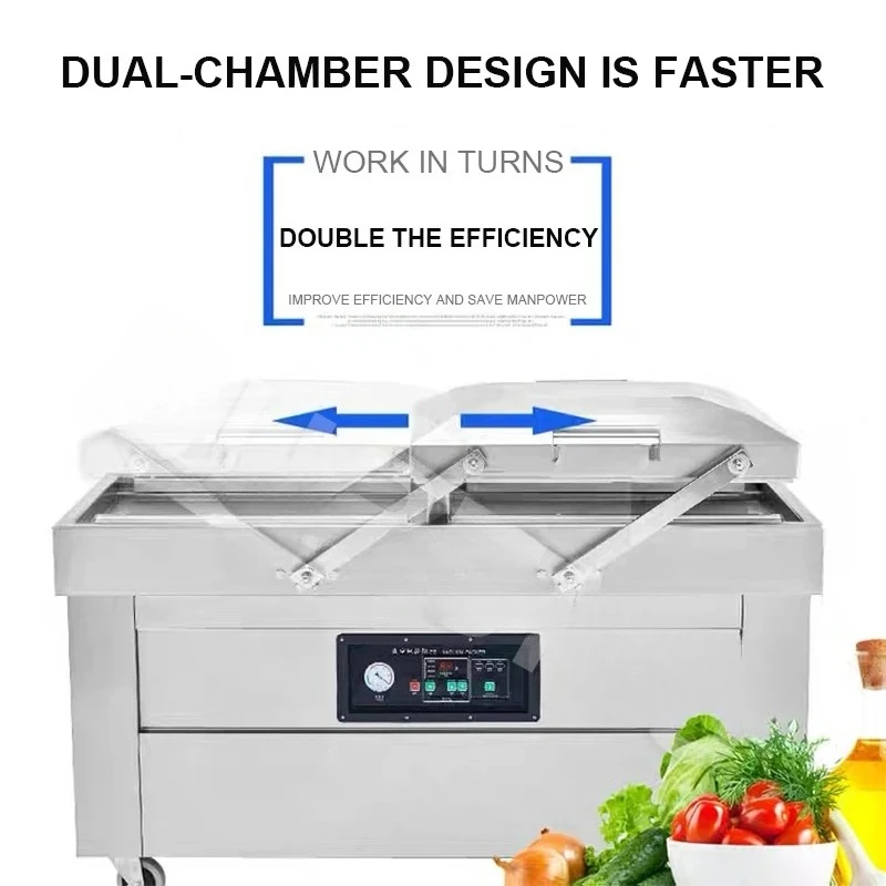 Soy Meat Dairy Double Chamber Fruit And Vegetable Sealing Machine Commercial Double Chamber Continuous Vacuum Packager