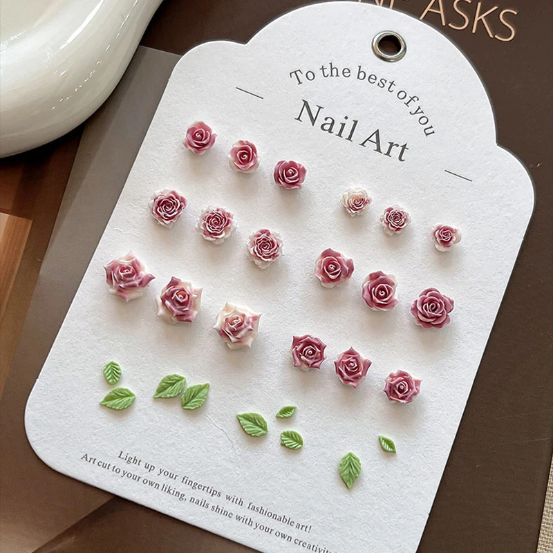 

1 Bag 3D Mixed Size Resin Pearl Pink Rose Nail Charms Flower Accessories Material Nail Art Decorations Manicure Salon Supply DIY