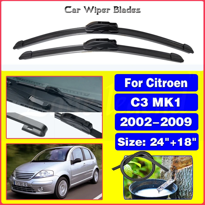 

Wiper Front Wiper Blades For Citroen C3 MK1 2002 2003 2004 2005 2006 2007 2008 2009 Windshield Windscreen Front Window 24"+18"