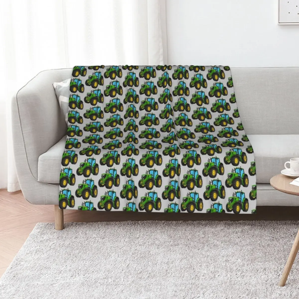 Tractor Green Tractor Drawing Throw Blanket Beach christmas gifts Quilt Soft Plaid Kid'S Custom Blankets