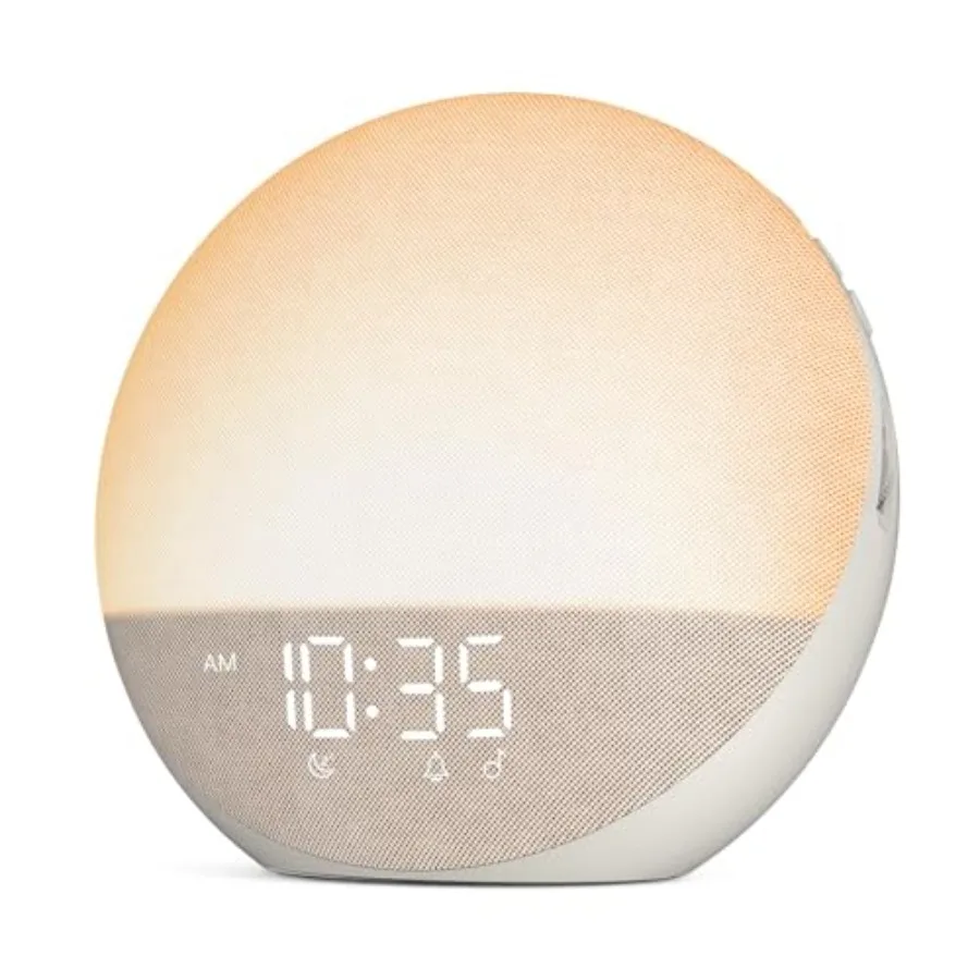 

Sunrise Alarm Clock White Noise Machine: Natural Wake Up Light - Dimmable Clock with Bluetooth Speaker for Bedroom - 25 Sleep S