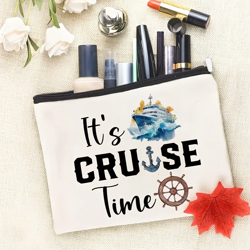 A Cruise Time Makeup Bag - Cute Multi-functional Zipper Bag for Women, Jewelry Storage Bag