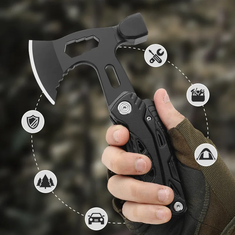 Camping multifunctional small knife tactical pliers multifunctional axe hammer tactical hand axe multifunctional pliers view 2