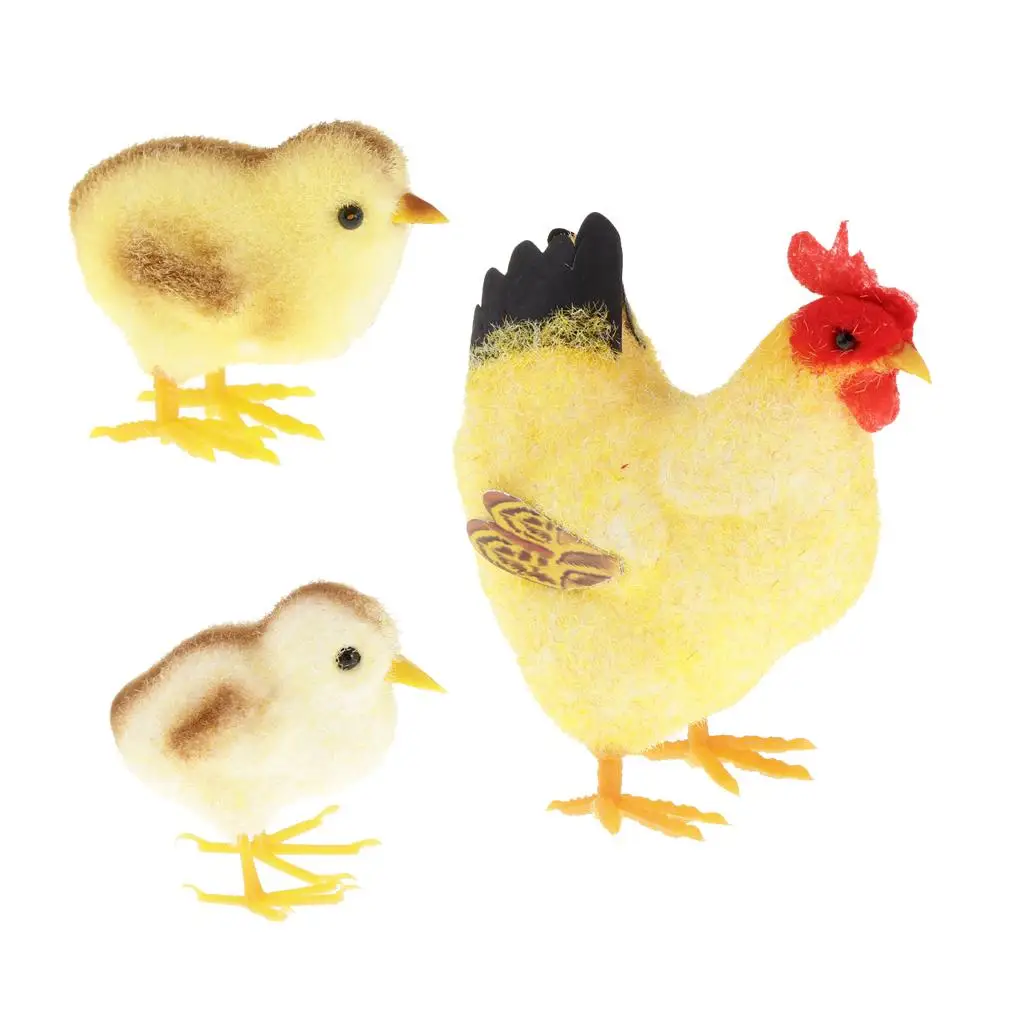 Realistic Chick Taxidermy Style Model Foam Flocking Decorative Bird Chicken Garden Decoration Ornament for Backyard