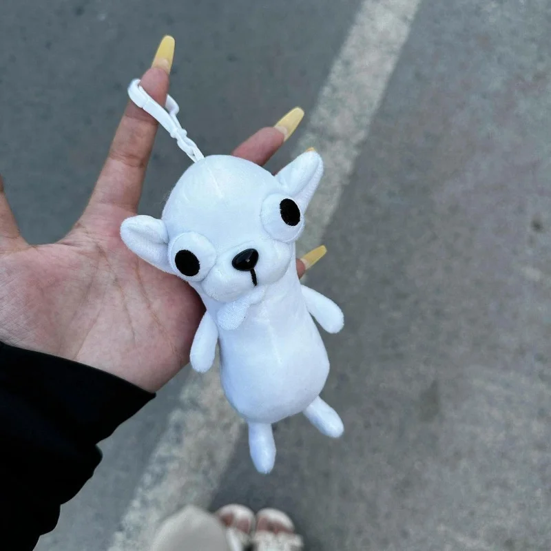 18cm Chihuahua Plush Toy Ugly Cute Funny Stuffed Doll Creative Whimsical Cotton Doll Keychain Bag Charm Adorable Gift For Kids