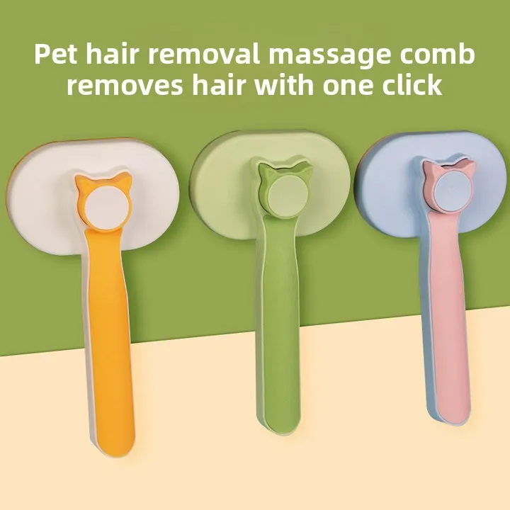 Pet Massage Comb Cats and Dogs Open Knots To Remove Floating Hair Stainless Steel Needle Comb One-click Hair Removal Comb