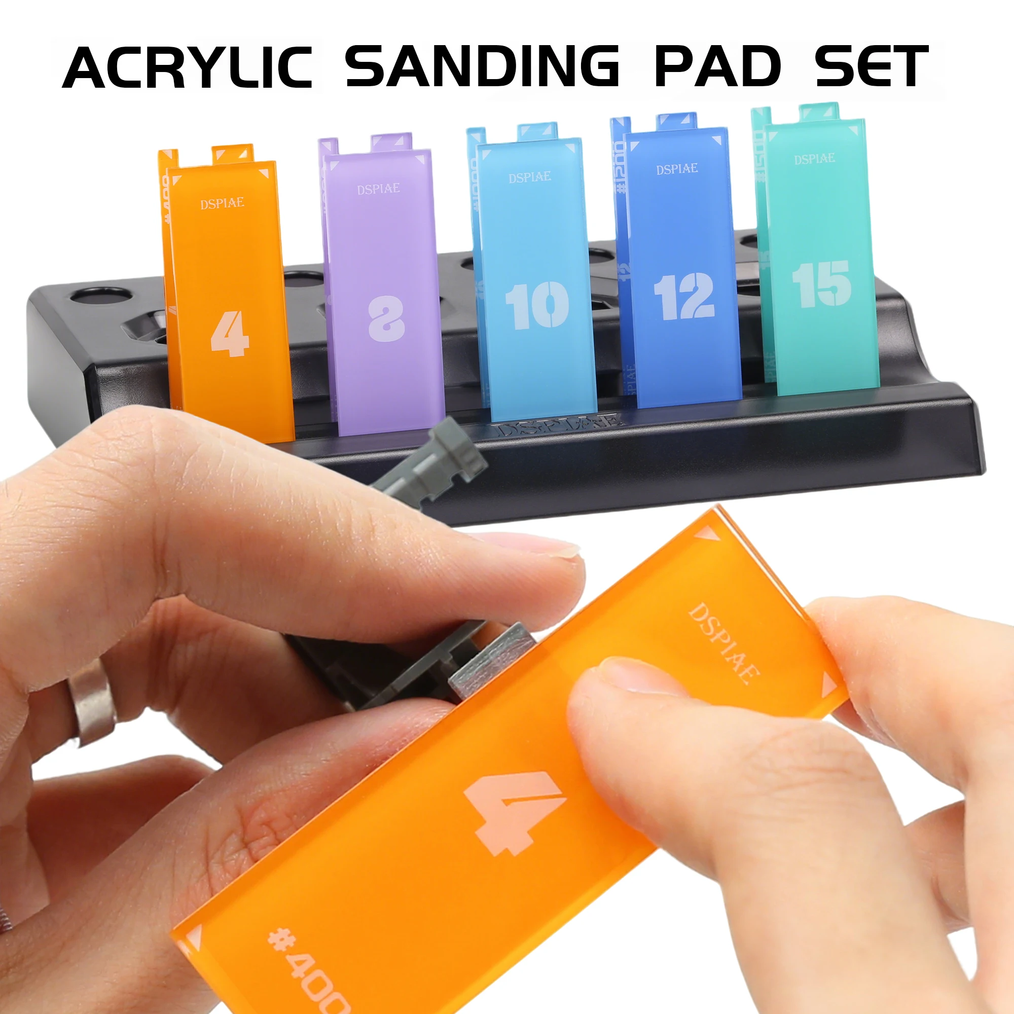 DSPIAE Acrylic Sanding Pad Set with Sanding Paper for Gundam Model Hand Grinding DIY Hobby Craft Detail Polishing Finishing Tool