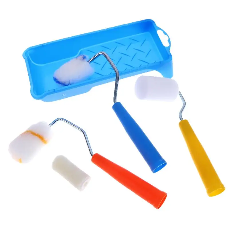 1Set High-Density Foam Paint Roller Paint Tray Liner Decor Tools 2 Inches Small Paint Roller Kit Home Painting Supplies Hardware