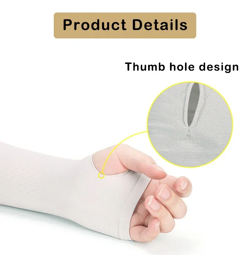 1Pair Sun Protection Sleeves UV Cooling Arm Men Women Sports with Thumb Hole for Driving, Golfing, Fishing, Cycling, Hiking image 4