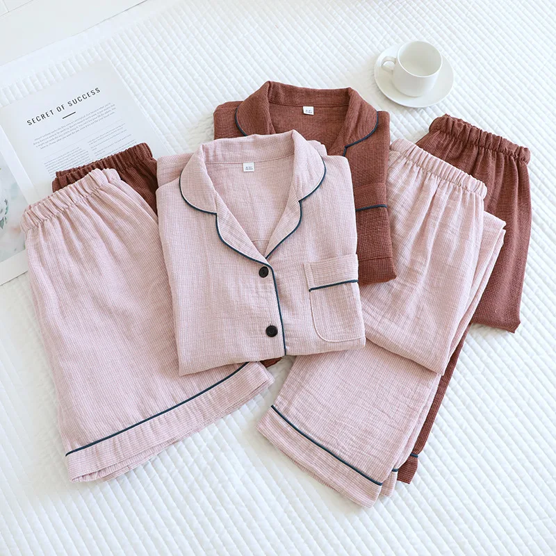 

New Autumn Sleepwear For Sleeping Pj Sets For Woman Pure Cotton Pyjamas 3 Pieces Long Sleeve Pajamas Women's Home Suit