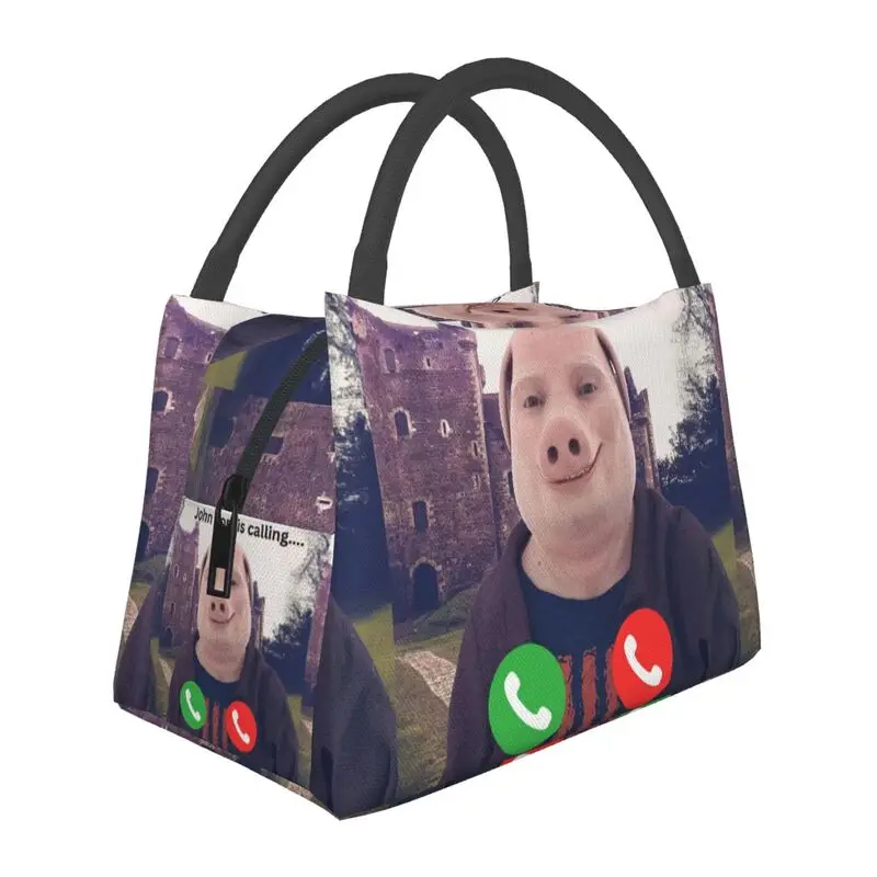 

Custom John Pork Is Calling Lunch Bags Men Women Thermal Cooler Insulated Lunch Boxes for Work Pinic or Travel