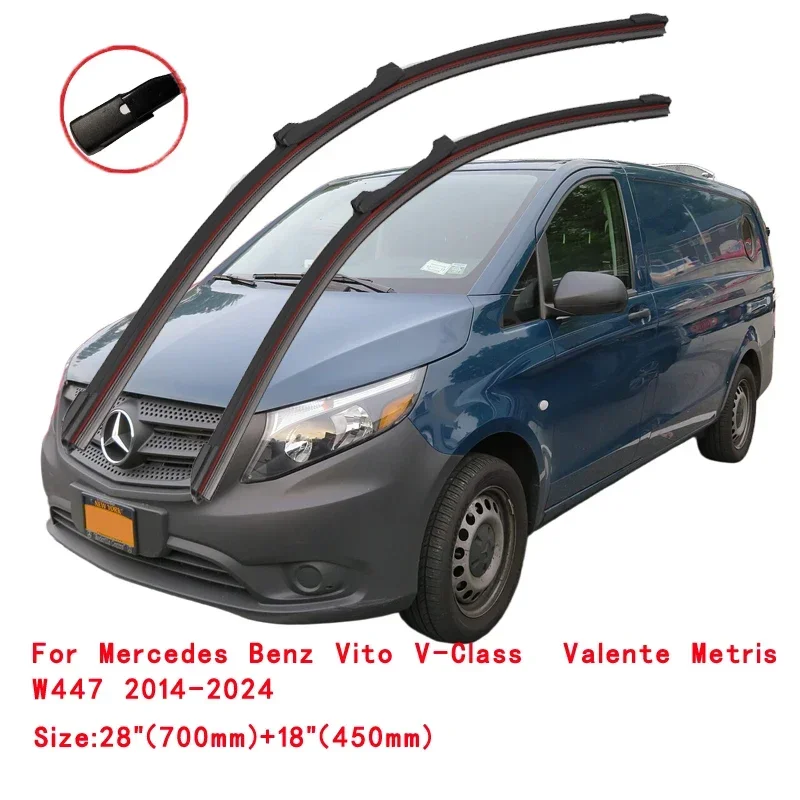 For Mercedes Benz Vito Mixto Tour Bus W447 2014 2015 2016 2017 2018 2019 2020 2021 2022 Double Rubber Windshield Wiper Blades