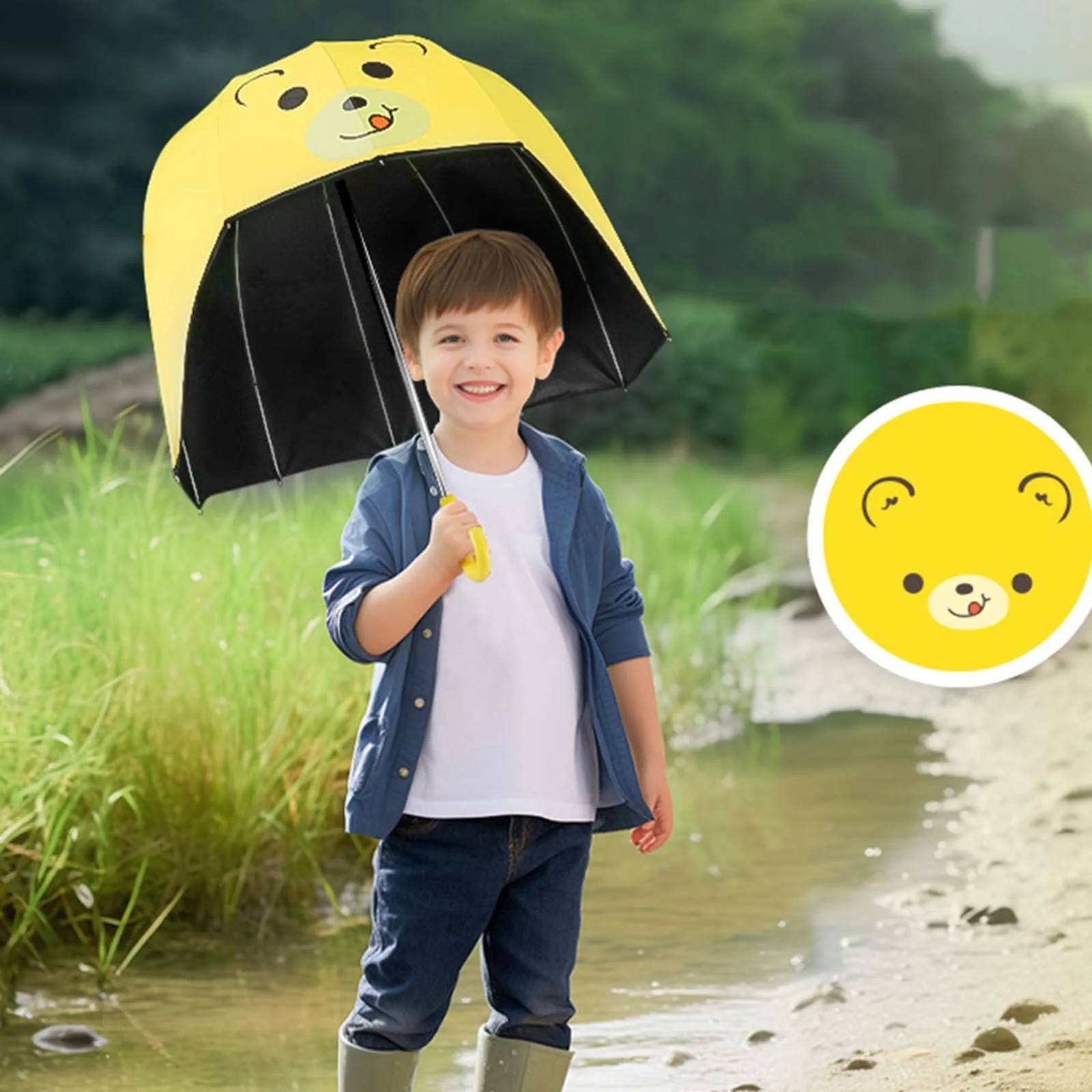 Stick Umbrella Portable Creative Strong Frame Waterproof Manual Sun Rain Umbrella Sun Protection Straight Umbrella for Travel