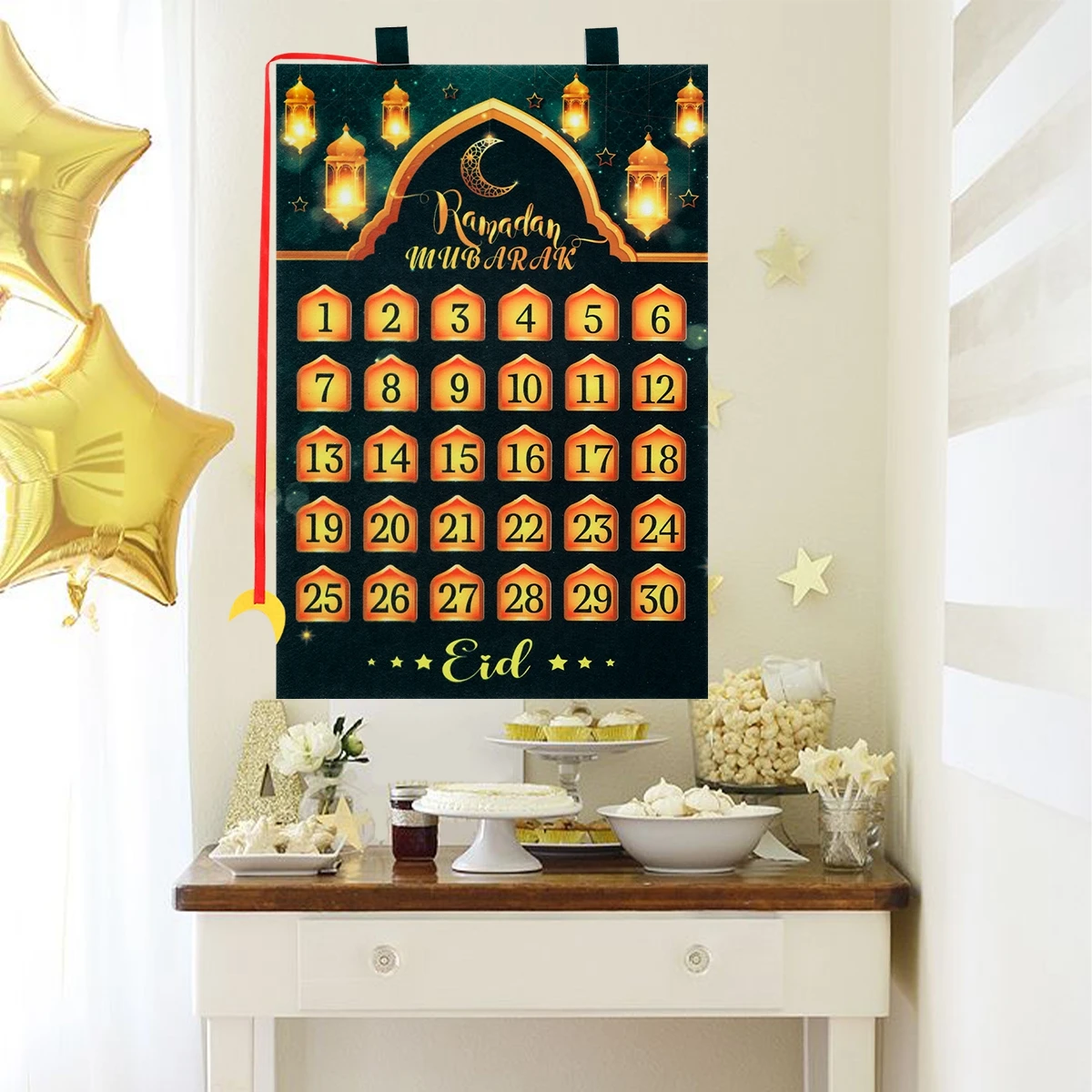 Ramadan Countdown Felt Calendar Eid Mubarak Decorations For Home Islamic Muslim Party Decor Ramadan Kareem Eid Al Adha Kid Gifts