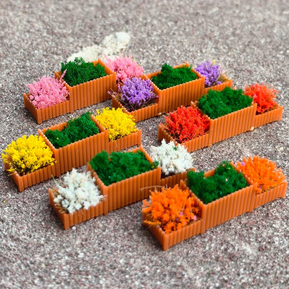 2 Stück Mini-Blumenbetten, Modell, künstliche Pflanzen für DIY-Modellherstellung/Mikrolandschaft/Sandtisch, Gartendekoration/Diorama