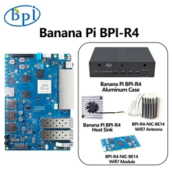 Banana Pi BPI-R4 Suit with Cases MediaTek MT7988A (Filogic 880) Quad-core Arm Corex-A73 4GB DDR4 8GB eMMC Openwrt Router Board