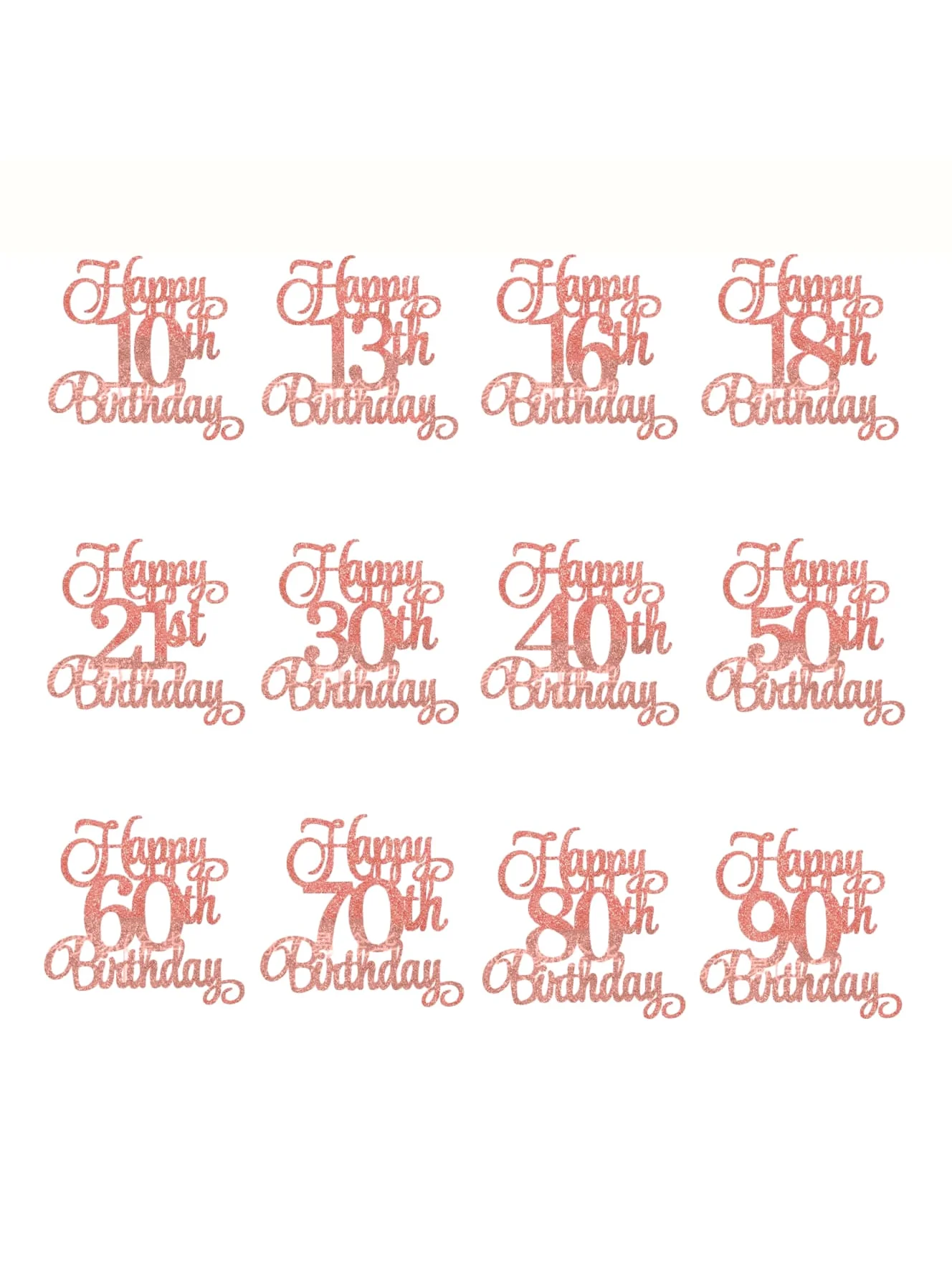 1 Stück Schwarzgold Happy 10 Birthday Cake Topper 10th 20th 30th 40th 50th 60th Loves & Wishes Partydekorationen für die Geburtstagsfeier – Detail 33
