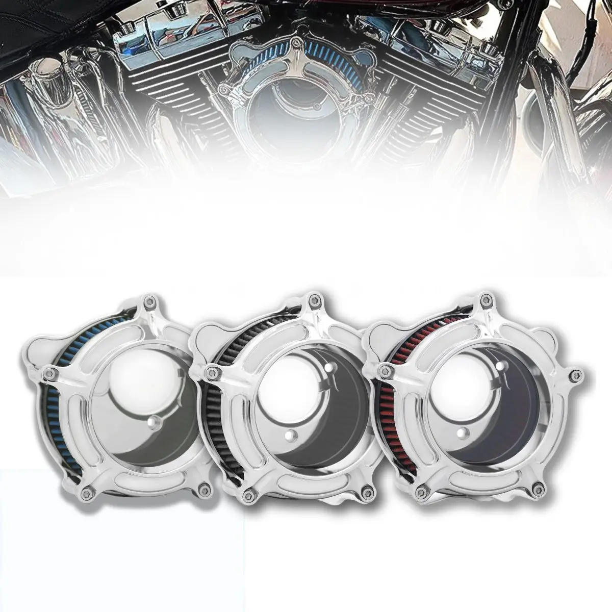 Motorcycle part  replacement Chromed Clarion Air Cleaner filters