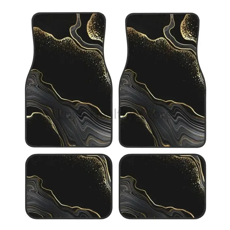 

Black Gold Marble Pattern Car Floor Mats 4-pieces Set Anti Slip Front and Rear Foot Mats Car Accessories Universal for Car SUV