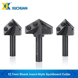 Milling Cutter V Slot Wood planer bit 90 Degrees 1/2 Shank Spoilboard Surfacing Router Bit with Carbide Insert,Wood Tools