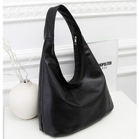 LKEEP Fashion Women Shoulder Handbag Simple Casual Dumplings Tote Bag Black Super Soft PU Leather Ladies Handbag Purse bolsa