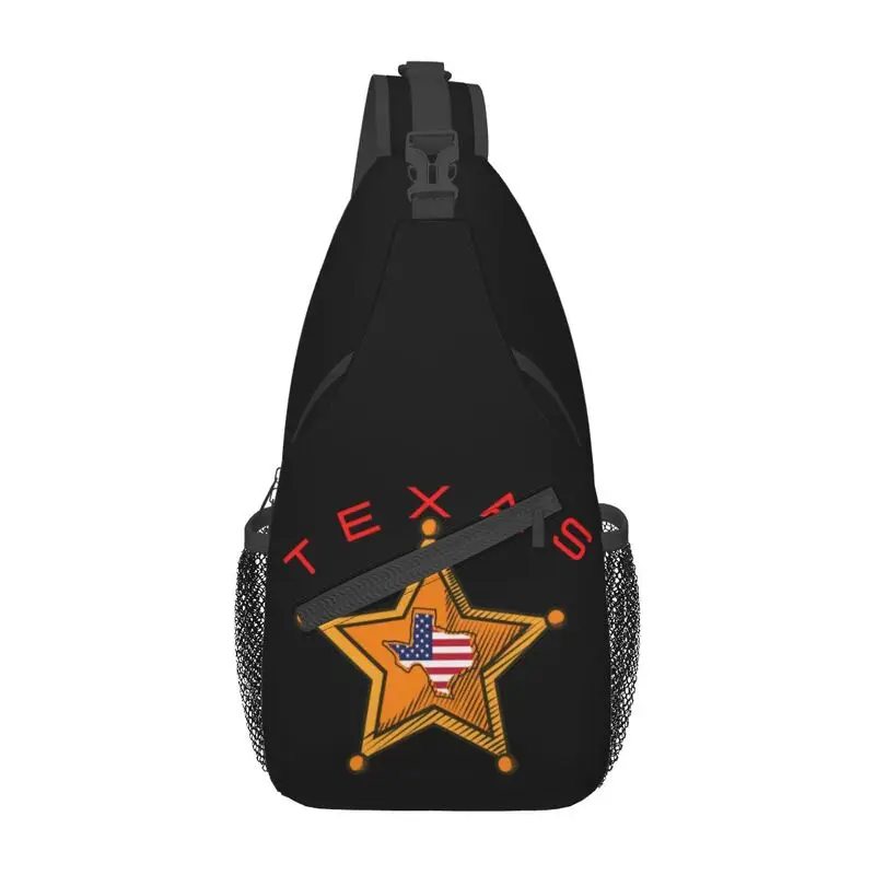 

Texas Map Star Sling Chest Bag Custom Western Texas Star Shoulder Crossbody Backpack for Men Traveling Daypack